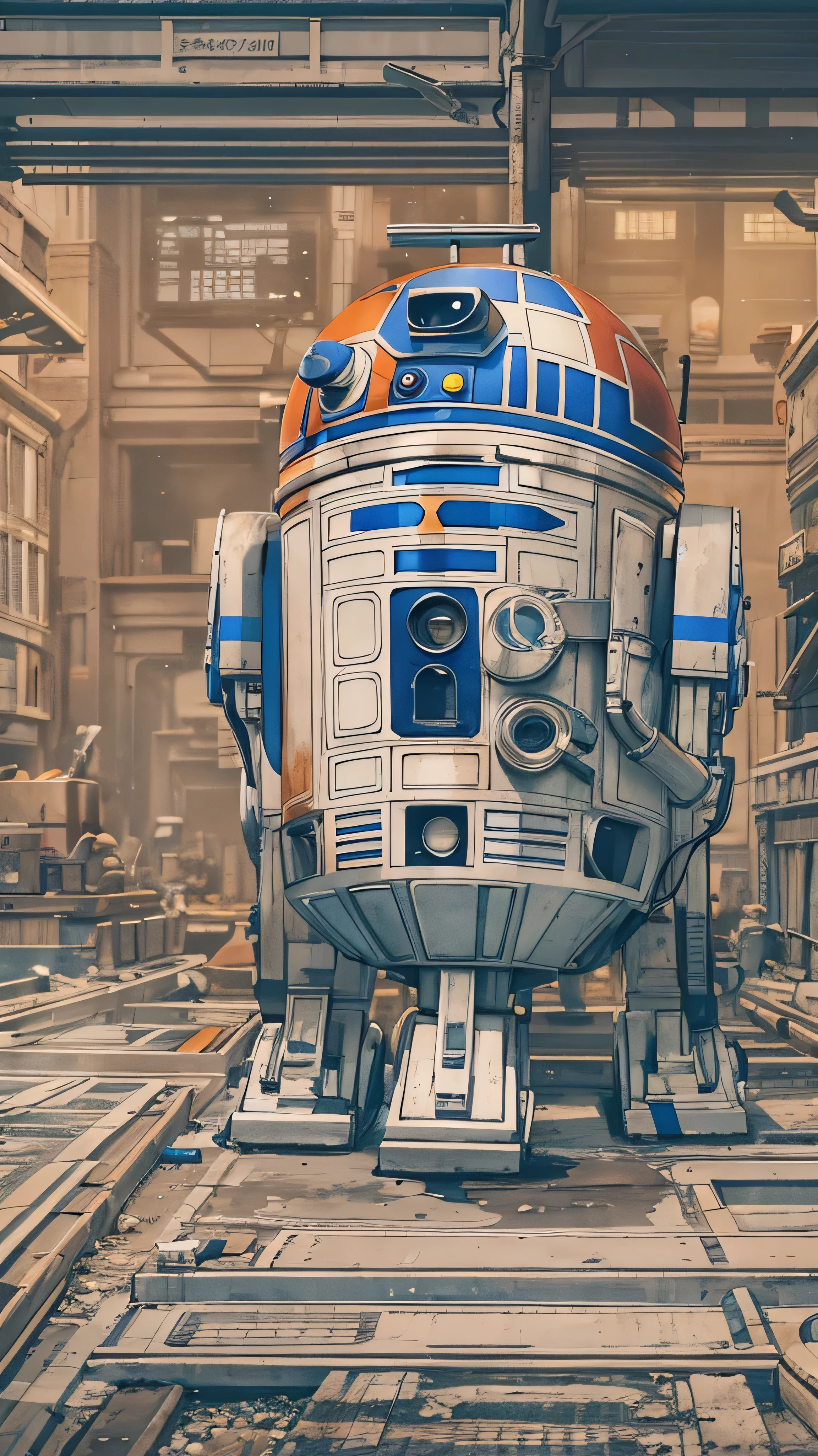    highdefinition images ，Mechanical Background, Colorful color scheme,   alien  、 No one is here、R2-D2 is running 、