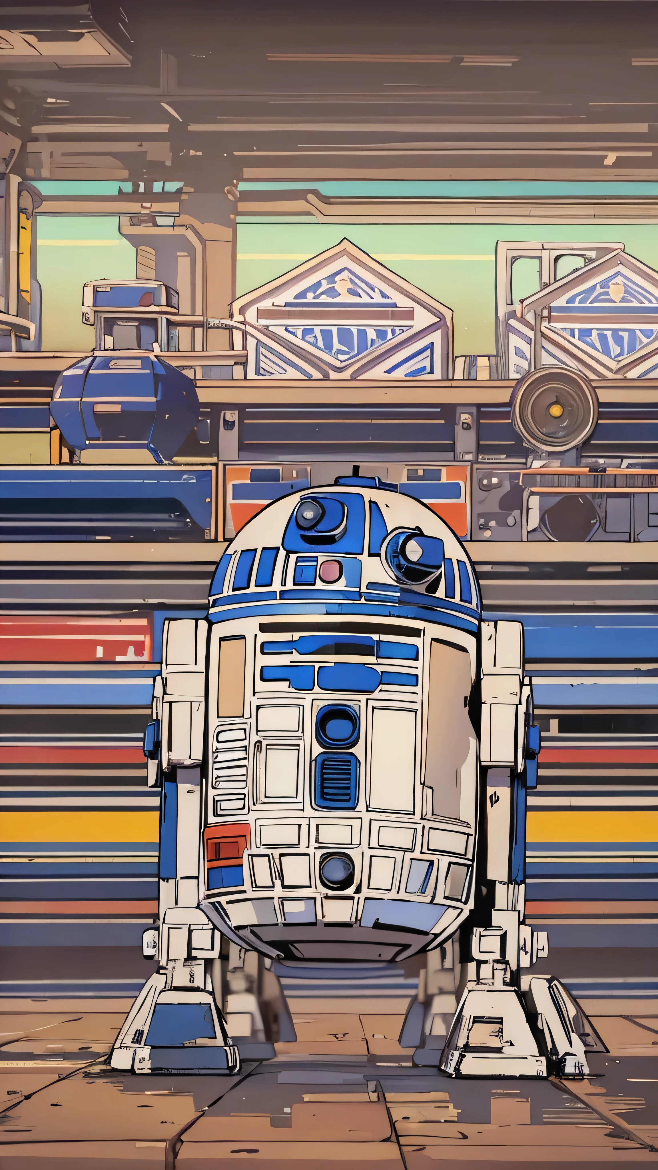    highdefinition images ，Mechanical Background, Colorful color scheme,  Colorful planet 、 No one is here、I'm looking for an RCPO、R2-D2 is running 、