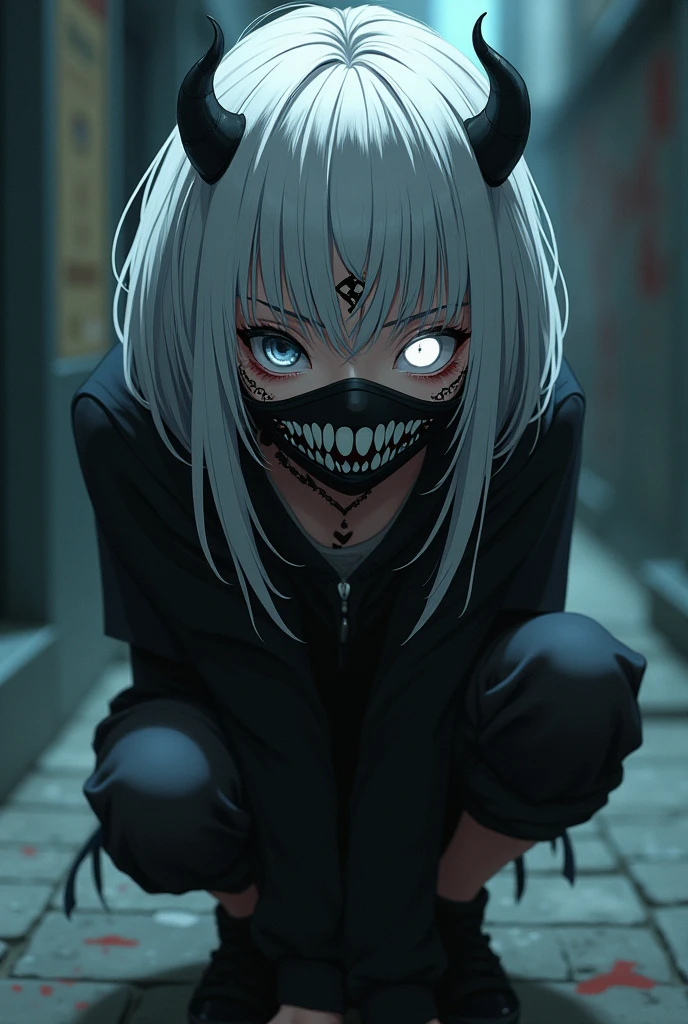 eem, 1girl, long hair, shirt, upper body, necklace, english text, scar, dark, horror (theme), <lora:emo_edit_manga-10:1>