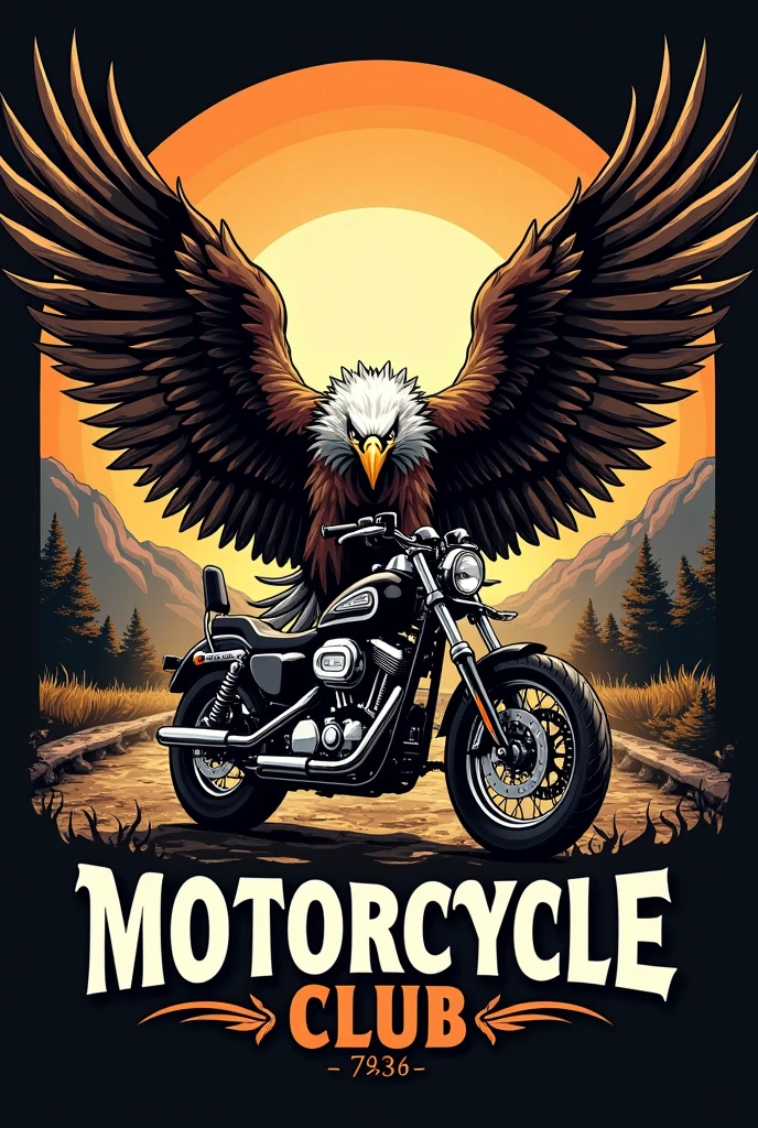 t shirt design, Create a menacing white t-shirt with a full Harley motorcycle, background with flag of Portugal and an eagle emblem, highly detailed vector art, hd vector art, White background. The overall style is bold and intense, embodying the dark and edgy spirit of heavy metal music.