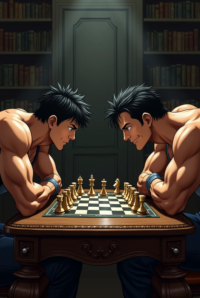 The image depicts Wolverine's iconic character, do universo dos quadrinhos da Marvel, envolvido em uma partida de xadrez. usando colar de bitcoin, Com suas garras de adamantium prontas para o combate, Wolverine is sitting in a chair, concentrated on the chessboard in front of you. His intense and focused look shows his determination to win the game. His posture is firm and confident, while he carefully analyzes the moving pieces, Planning your next strategic move. The surrounding environment is a sophisticated and elegant environment, with a luxurious wooden chess table and detailed chess pieces. The soft lighting highlights Wolverine's muscles and creates a dramatic atmosphere. 8k