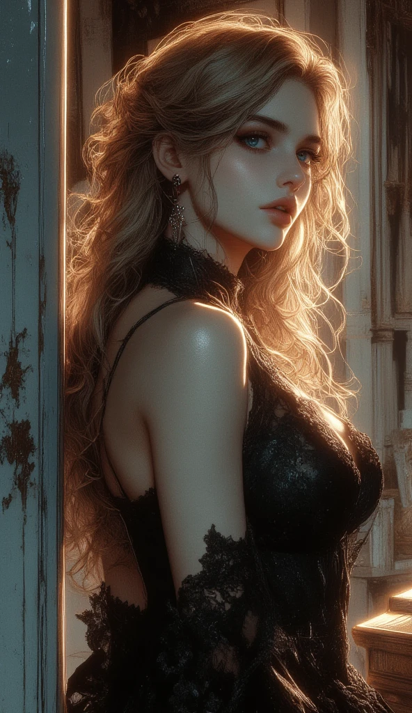blonde with long hair in dark fantasy