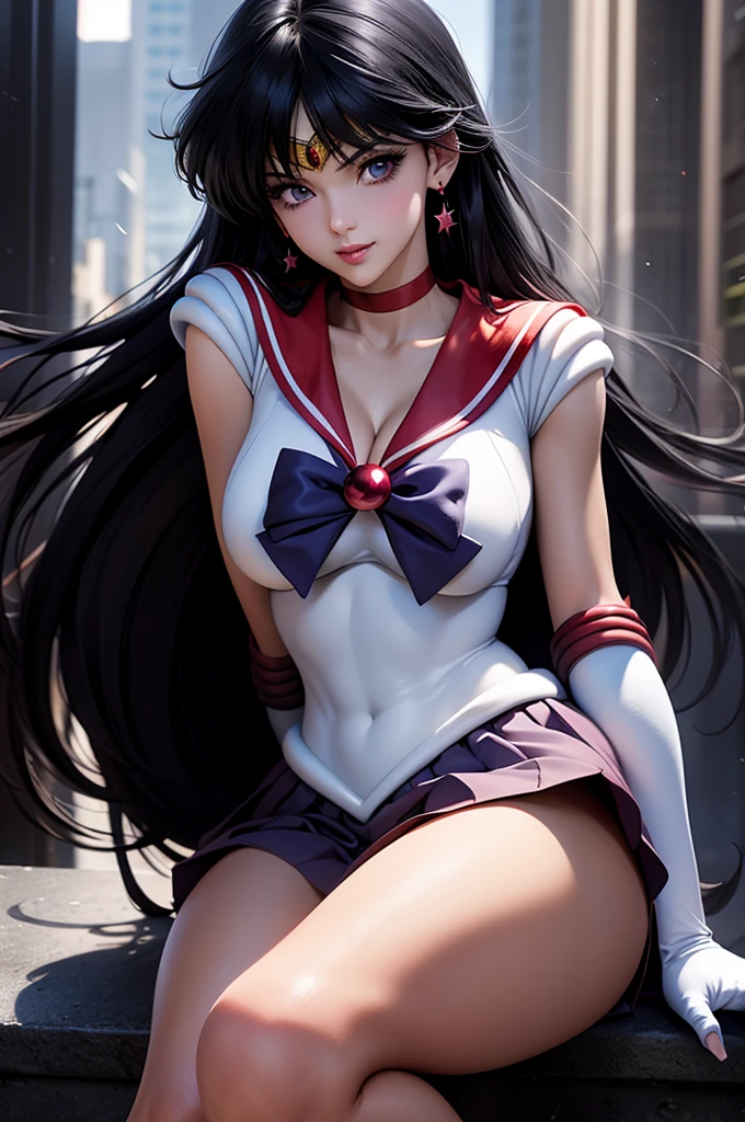 HENTAI image, Photorealistic, many tentacles, The many tentacles are wrapped around the legs and waist, Tentacles caressing her crotch, Tentacles wrapped around the body, parted lip, saliva, weeping, Moaning, Open clothes, Swimsuit, Embarrassed look, ((Sailor Mars:1.4, incredibly long straight Silky purplish-black hair)), Beautiful Face, Beautiful body, glowing eyes, Erotic whole body, cameltoe, Natural lighting, Intricate details, (Toon Shader Rendering), ((masterpiece, best quality, high resolution)) 