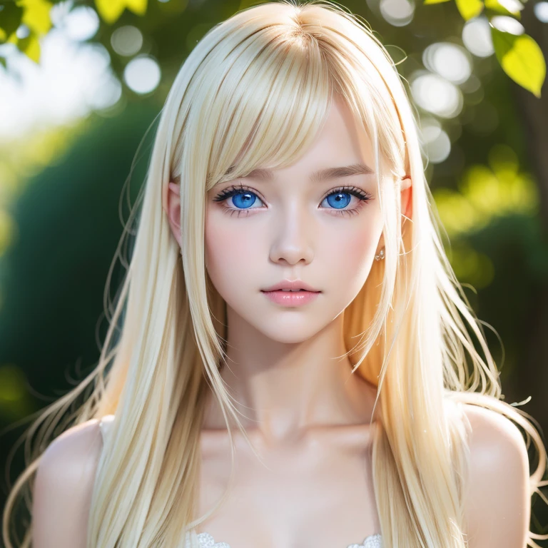  Blonde woman posing for a photo with super long Blonde and piercings, first time々Very young appearance 、 very white beautiful young glossy beautiful skin ､ Super long blonde Blonde 、 Hermosa Delphine ,  very white shiny skin,  shines so beautifully and her big, incredibly bright ice blue eyes、14-year-old beautiful girl 、Small Face Beauty、Round face、Short face、Super long hair, bangs, Blonde, bangs between the eyes,  touch very long hair ,  hair hiding one eye ,  shiny hair,  wind fluttering hair, Straight Hair, Disheveled Hair, Super long hair, Hair in the eyes, Too much hair,目とbangs between the eyes、