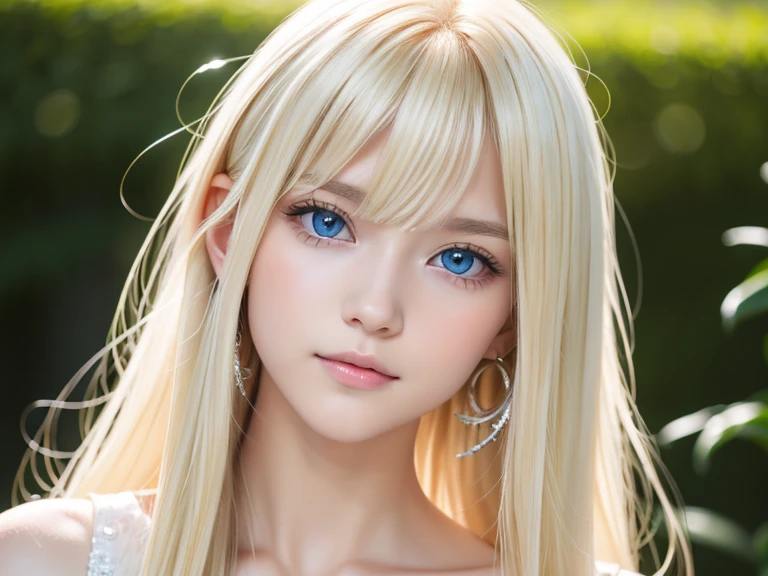  Blonde woman posing for a photo with super long Blonde and piercings, first time々Very young appearance 、 very white beautiful young glossy beautiful skin ､ Super long blonde Blonde 、 Hermosa Delphine ,  very white shiny skin,  shines so beautifully and her big, incredibly bright ice blue eyes、-yeld beiful girl 、Small Face Beauty、Round face、Short face、Super long hair, bangs, Blonde, bangs between the eyes,  touch very long hair ,  hair hiding one eye ,  shiny hair,  wind fluttering hair, Straight Hair, Disheveled Hair, Super long hair, Hair in the eyes, Too much hair,目とbangs between the eyes、