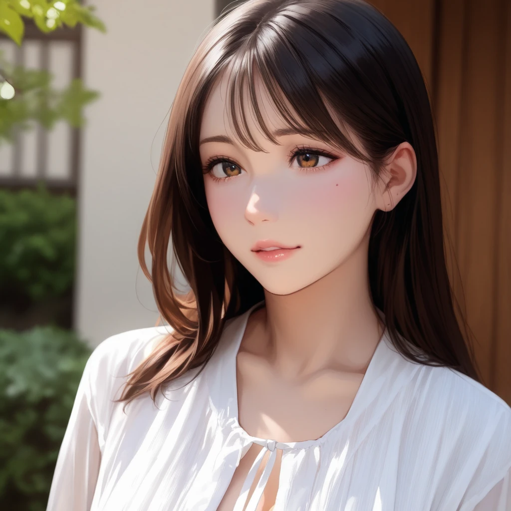 (8K, 4K, Best Quality, Highres:1.2), (Masterpiece, Realistic, Photo Realistic:1.37), 1girl, Solo, Beautiful Face, Eyelashes, Nose, Shiny Lips, (Fine Eyes, Looking at the Audience, Fair Skin, White Skin: 1.5), Good Complexion, Upper Body, Big Breasts, Plump, (Nudity: 1.5), Yae Miko