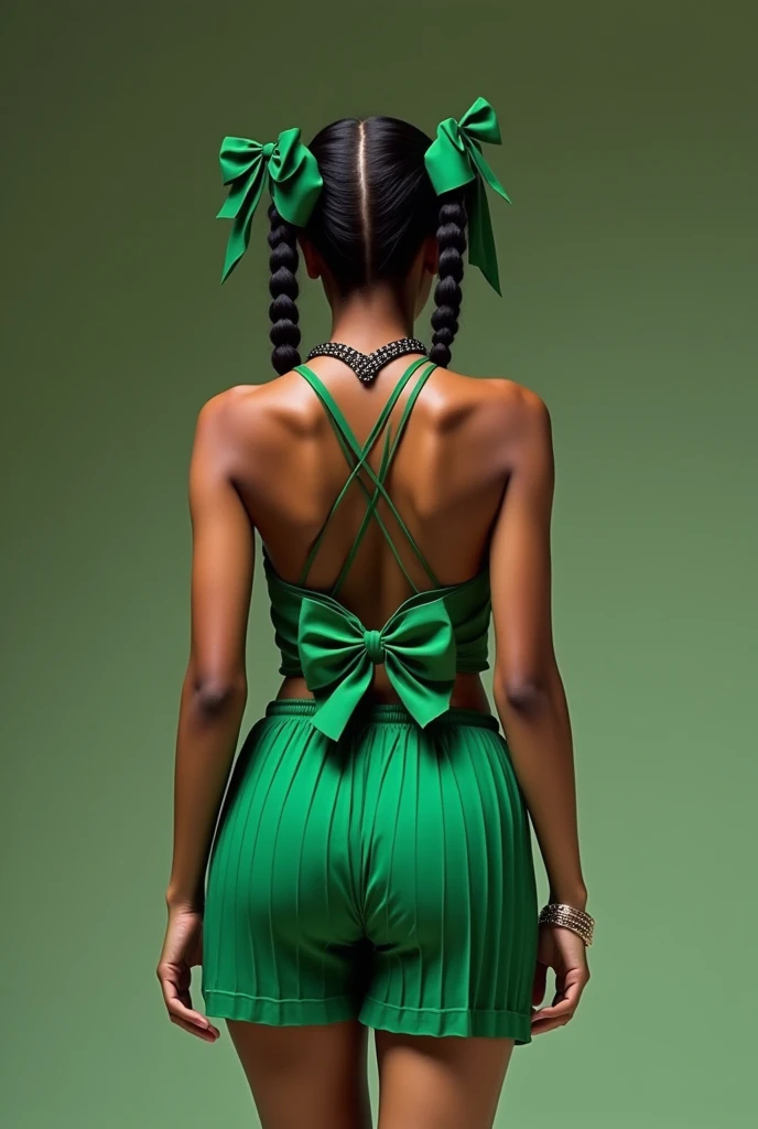 ((Monochrome, Photo noire et vert foncé), Sublime femme avec deux très longues queues de cheval de chaque côté, double queues de cheval, double twin ponytails, twin tails, Lèvres détaillées, Yeux détaillés, regard intense, cils détaillés, visage détaillé, long cheveux vert foncé, visage de séduction, ((maquillage vert, tatouage fin et légé )), photo du milieu du corps, ((porte un costume)),(( photo noir et blanc et vert, only black and white and green photo)), (((photo noir et blanc et vert, only black and white and dark green photo, le maquillage et les cheveux, b/w, B&W,long twin ponytails)))