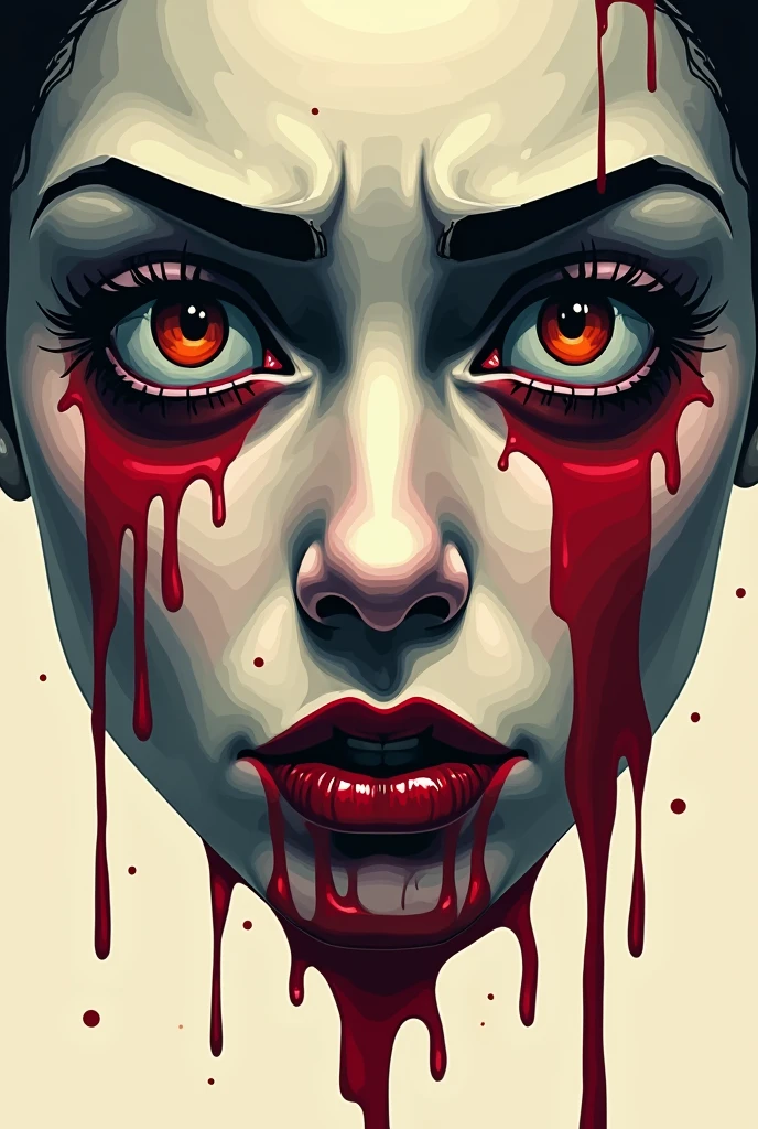two-eyed face vector crying blood