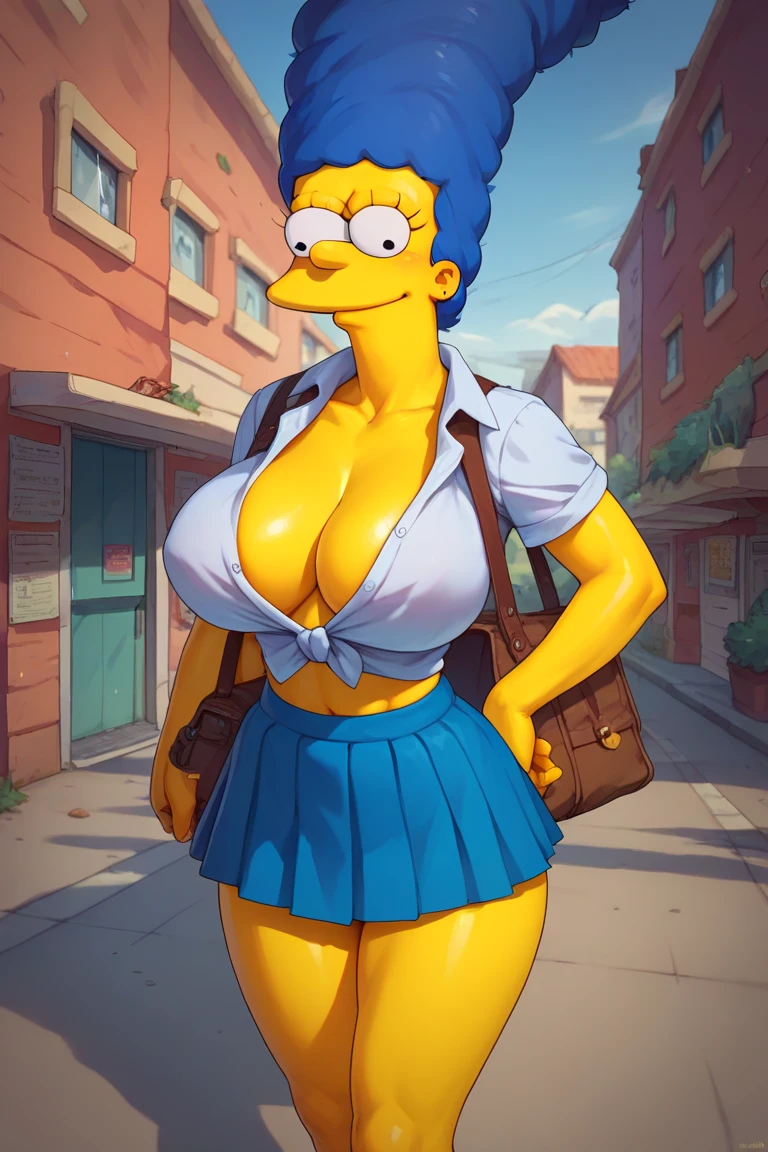((High Quality image 10k)) (( perfect autonomy)) Masterpiece, Marie Kanker, solo girl, blue short hairstyle, cute face, naked, big breasts, thick body, Marie Kanker Ed Edd N Eddy, full body, Standing at the park, cuerpo completo, High resolusion