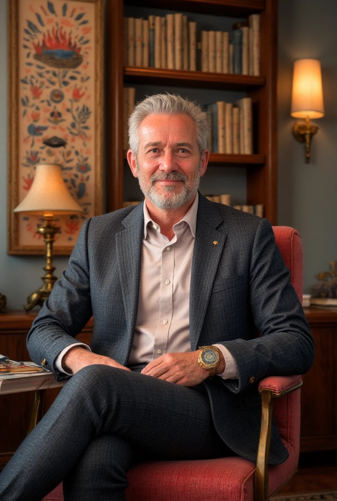 a highly detailed portrait of a business coach, middle-aged man with warm and friendly expression, smart casual outfit, expert dans le milieu de lart, galerisste, galerie arts modernes sitting in an office setting surrounded by books and stationery, (best quality,4k,8k,highres,masterpiece:1.2),ultra-detailed,(realistic,photorealistic,photo-realistic:1.37),HDR,UHD,studio lighting,ultra-fine painting,sharp focus,physically-based rendering,extreme detail description,professional,vivid colors,bokeh,editorial illustration,editorial portrait,warm lighting,cozy atmosphere, a middle-aged business coach in a contemporary art gallery, elegant formal wear, thoughtful expression, guiding a young writer, interior of a modern art gallery with bright lighting, abstract paintings on the walls, contemporary furniture, collaborative workspace