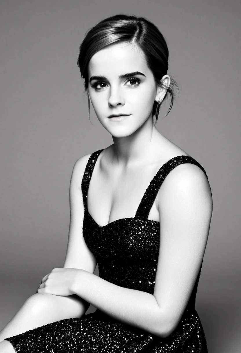 Emma watson,((nude)), queen, fully body, blonde hair, bangs hairstyle, pale skin, high detail, highly detailed, blank background, black fingernails on fingers, black lipstick, smirk