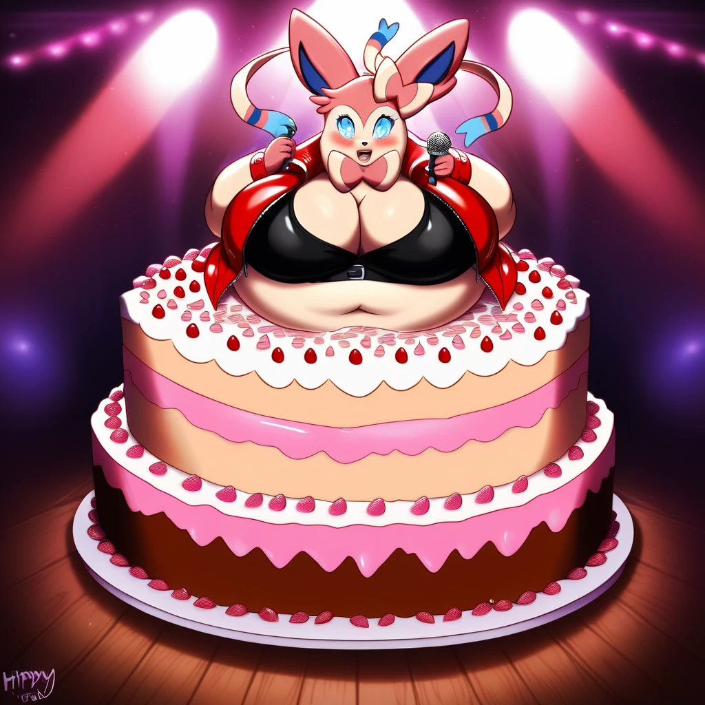 solo, girl, police uniform, sexy roleplay, seductive posing, NSFW, mlp style, anthro character, Pinkie Pie, pink skin, long curly rose hair, sexy opaque stockings, little breasts, surprise birthday party, at bedroom, seduce, offering body, offering pose, arousal