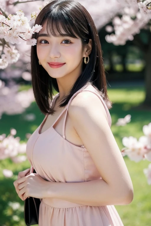 She is 150cm tall and has the cute face of an 18-year-old idol, but looks like she is 12. Completely naked Small bust Standing next to me is my mother, who is 170cm tall. A park with cherry blossoms Raw photo genuine live-action High definition