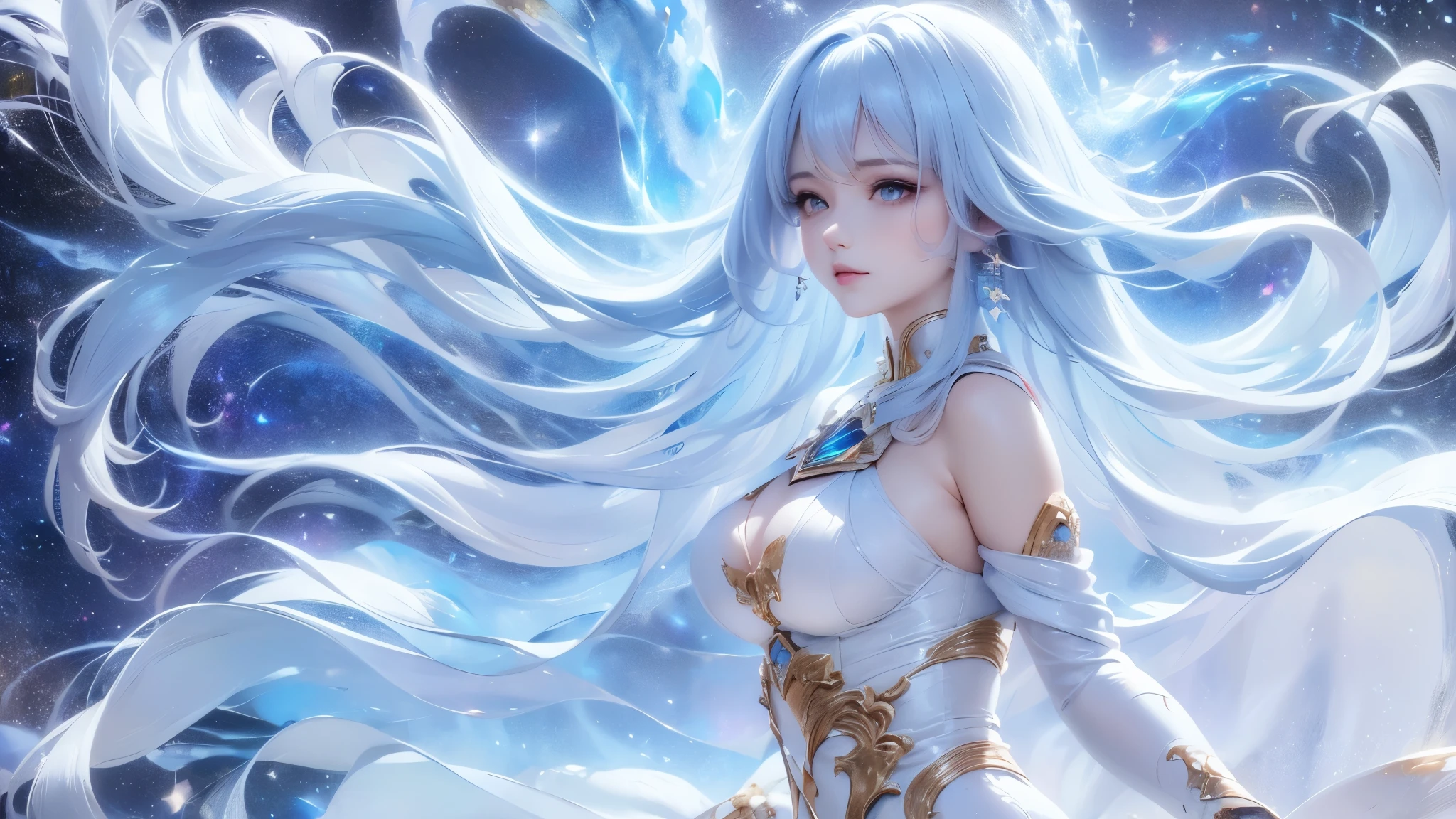 ((masterpiece)), ((( best quality))), (( Very detailed)), ((shape)),[ Realistic Light Effects ],shadow,( Fantasy Style ),(White background:1.6), simple background, (Earth Theme),(Cape)[(Hair Focus,(( one girl )),[( Big Slime Hair ): (Cloud Hair):0.3], (Background Hair ),( high saturation ),( Hair Surrounded by Galaxy Splash),)):(( Her Hair Is Made of Galactic Clouds ,:1.27628), ( Her Hair and Clothes Are Galactic Clouds and Star Clusters :1.1025),(Cape is becoming galaxy clouds)
