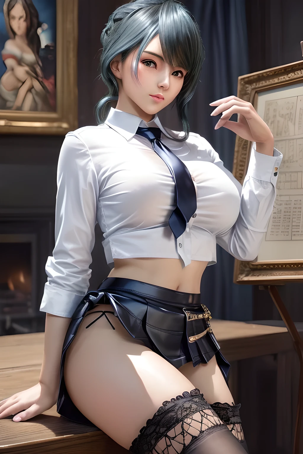 Dark blue high socks,Real、8k,masterpiece,Perfect human body,8 heads,(RAW Photos:1.2)、(Realistic:1.4)、The beauty of beautiful details Laughter、BIG ASS、bionde、((I can see your pants))(Panty shot)Earrings eyelash Beautiful and detailed、Large file size、Very detailed、High resolution、Transcendental beauty Highest quality、masterpiece、、((See-through,Frills,lingerie))、Very detailed performance, In detail、Highly detailed facial cinematic lighting、17-year-old girl、positive、((Dynamic pose)))、(Lean back:1.2), (Open Stance))、(From below:1.5), (Under the skirt:1.5), Check Pleated Skirt、Sexy upward glance, (Spread your legs and show me your panties:1.5), (Black See-through Panties:1.5), (Low rise:1.5), (Long white hair:1.5), (Healthy Body:1.5), (High leg tiny panties,,,,,,:1.5), (Looks like see-through panties :1.3), (Pubic hair is visible:1.5), (Browsing Caution:1.5), (Shyness:1.5), (Black long boots:1.5)((Big Breasts:1.7))((orgasm:2.2))Thick vagina,wet vagina