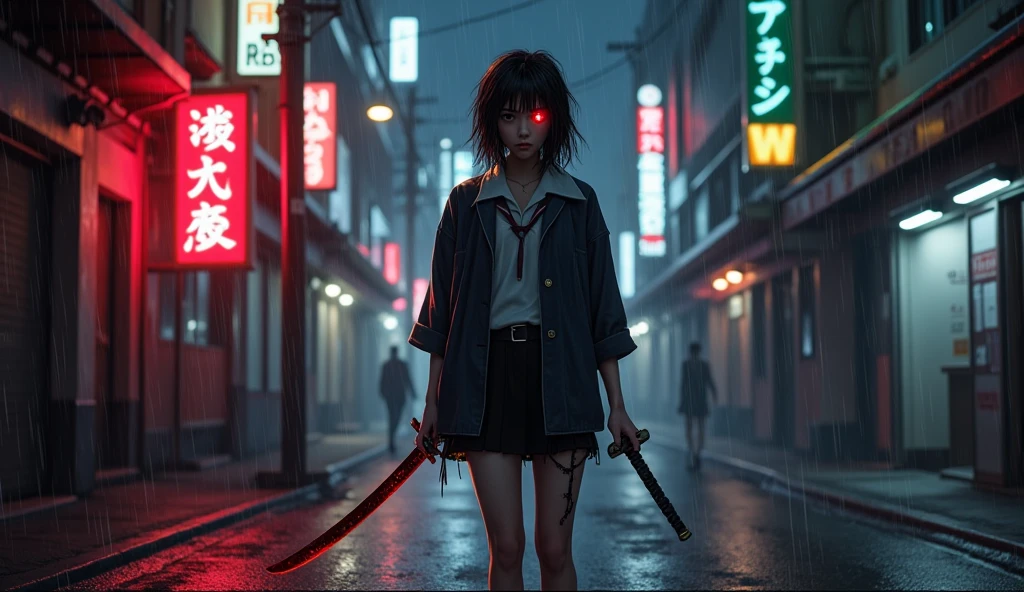 Masterpiece, A spectral zombie woman,(Best quality, highly detailed, beautiful and aesthetic:1.2),(delicate and beautiful),(ultra highly detailed CG illustration),(girl:1.1),(red eyes)(big nose:1.2),(beautiful face), (angry, furrowed eyebrows),(mad,feral:1.2)wearing school uniform, shorts skirt,(bangs,short hair), beautiful zombie, white skin, young woman,woumd sinthetic,(covered), (nightmare setting, outdoor,moon lighting),(illuminated with blood),crawling with four limbs,walk, quadrupedal walk on the road,lonely,bloods:1.2,surgical suture:1.3