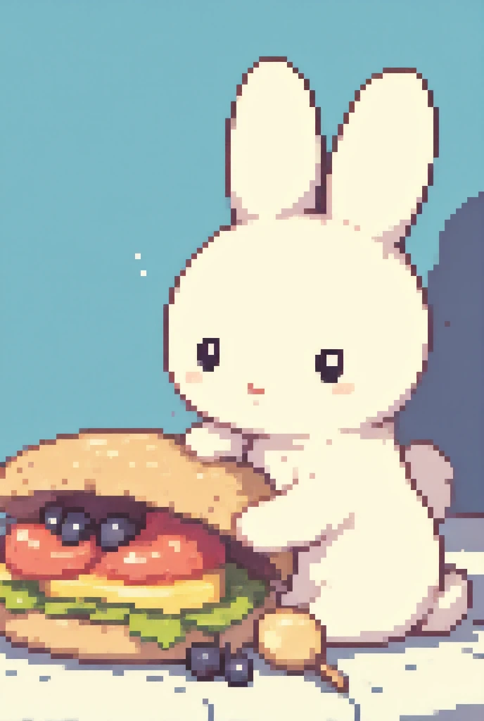    pixel art style , Miffy rabbit sitting on a fresh cream fruit sandwich,storybook illustration , close-up view   ,    close-up view   ,    60s Cartoon   ,    close-up showing head and belly button  ,    full color illustration  ,    Additional Details   ,    60s style anime ,Picture book cover  , close-up,    close-up view   , mid closeup ,Anime pop   ,   Minimalism  ,  textbook color illustration , In the igloo, Picture of a ren's book , printing!,   ren's book illustration  ,  ren's Book Illustration ,  animated film still ,  vignette illustration ,  close-up view ,  close-up view ,  full color illustration ,  Picture Book Illustrations for s , miffy art , pixel art style 