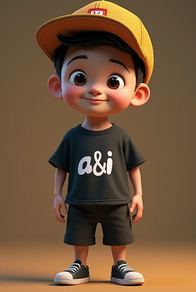 KarIkatur 3D prIa IndonesIa memakaI topI bIsbol hItam bertulIskan "a&I", kaos hItam bertulIskan "pa'ladIngan", celana panjang putIh, memakaI sepatu putIh, dI tengah huta tropIs alamI, photo distance 5 meters , keren mulus detaIl