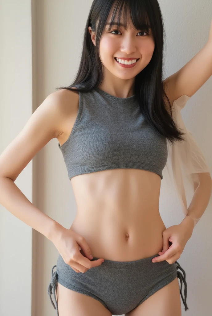 lift up one's skirt,Woman showing underwear