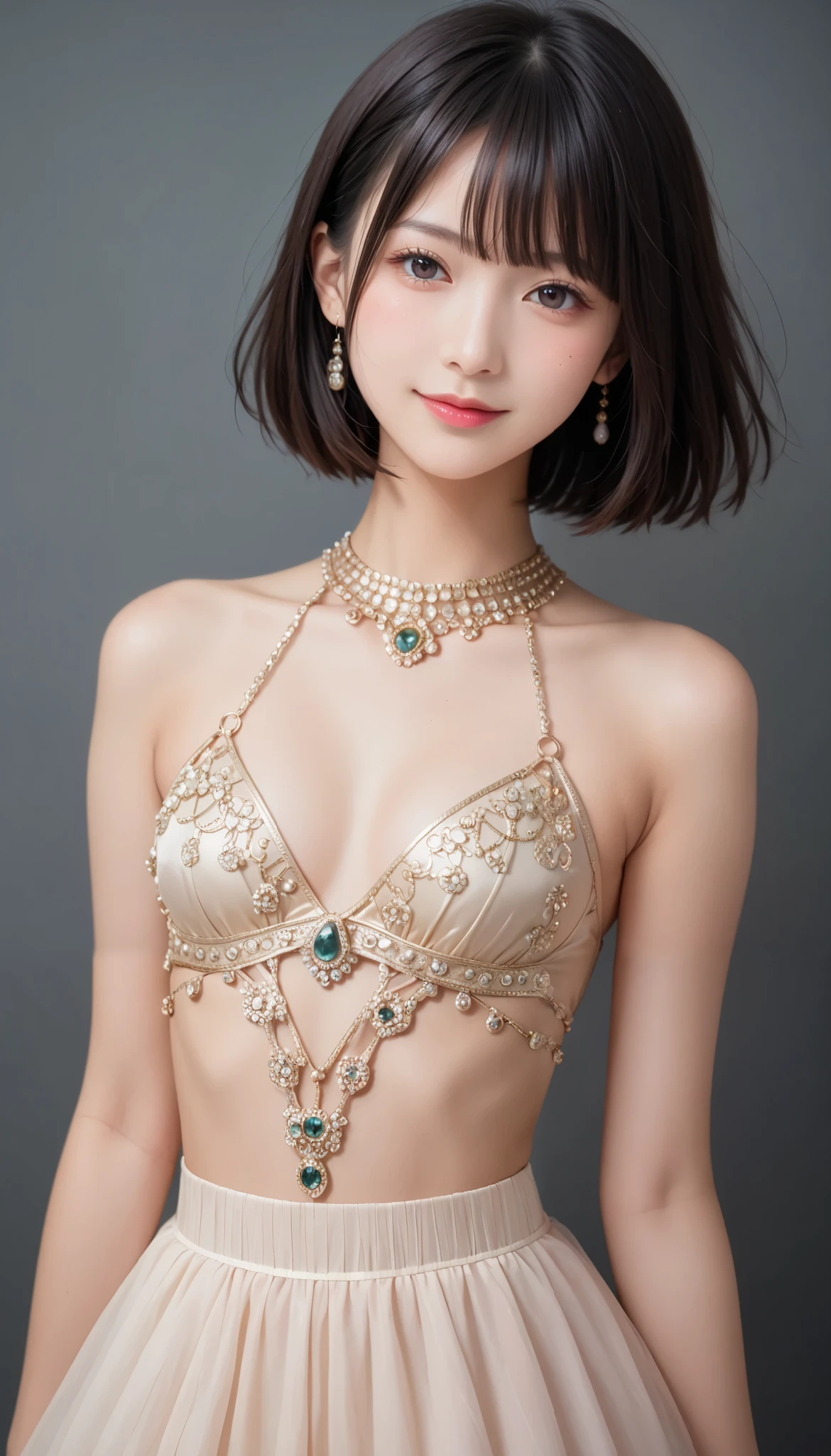 8k, ultra high definition , best quality , Masterpiece,rule of thirds,golden ratio, surreal,photograph, one woman,( girl :1.3), cute, cute顔, 細部まで beautiful eyes, 細かく Details, mature woman, princess,full body,smile, black hair,Short twin tail hair,ID photo,future, Brutal Cyberpunk Woman, luxurious and beautiful ,prairie,(( ethnic costumes:1.5)),Fancy Fashion, Luxurious Decor,(BDSM Femdom),(Cute girl ),(Upper class woman:1.5), Expression of Despair , dark atmospheric lighting , fine detail, Detailsな顔,anger, charming eyes,(ポートレートphotograph:1.4), fantasy art ,( beautiful faces:1.4),美しく charming eyes、 beautiful eyes,Silver Remaining,( Thin Waist:1.4)、( Beautiful :1.4), pink lips, profile,((( ideal body shape))),Small bust, A cup :2,、 portrait:2、 perfect anatomy 、鮮明な Details、 Details, thin lips,完璧で beautiful faces ,完璧で cute顔, Meticulous Skin , Perfect Limbs 、 Thin Waist, surreal,Light and Dark, fashion magazine cover,bloom