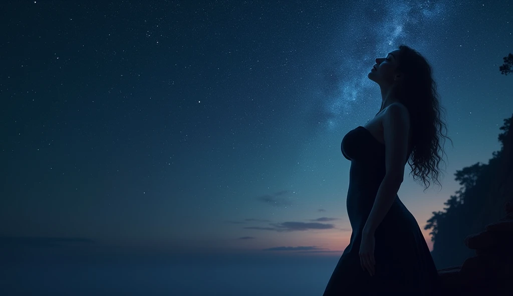 (((at night))), 1girl, solo, under starry sky, surrounded by spiral ethereal aurora, photo realistic huge-breast gorgeous busty slim woman, perfect face, wind-blowing black long hair, (((extreamly low-cut translucent:2.2 high-waist one-piece galaxy glowing short minidress exposing G-string panty))), smoky twirl dress, off shoulder, (((breast cleavage))), free dancing with the rythem of aurora lights, standing hip-up pose, (slow motion blur effects), (((half-body low angle above thigh medium shot))), dark background:1.8