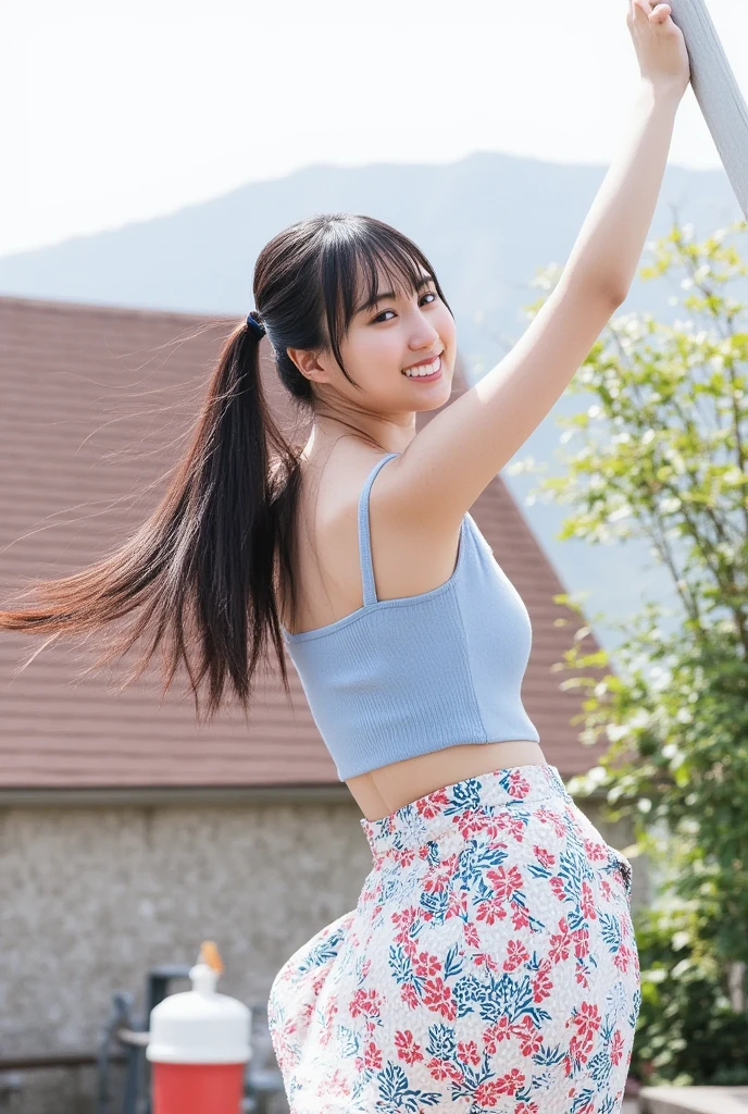 Beautiful feet,20-year-old,smile,cute,Embarrassed look,Surprised expression,mini skirt,A strong wind is blowing,Angle from below,Panty shot,Underwear is visible,I can see her panties,
