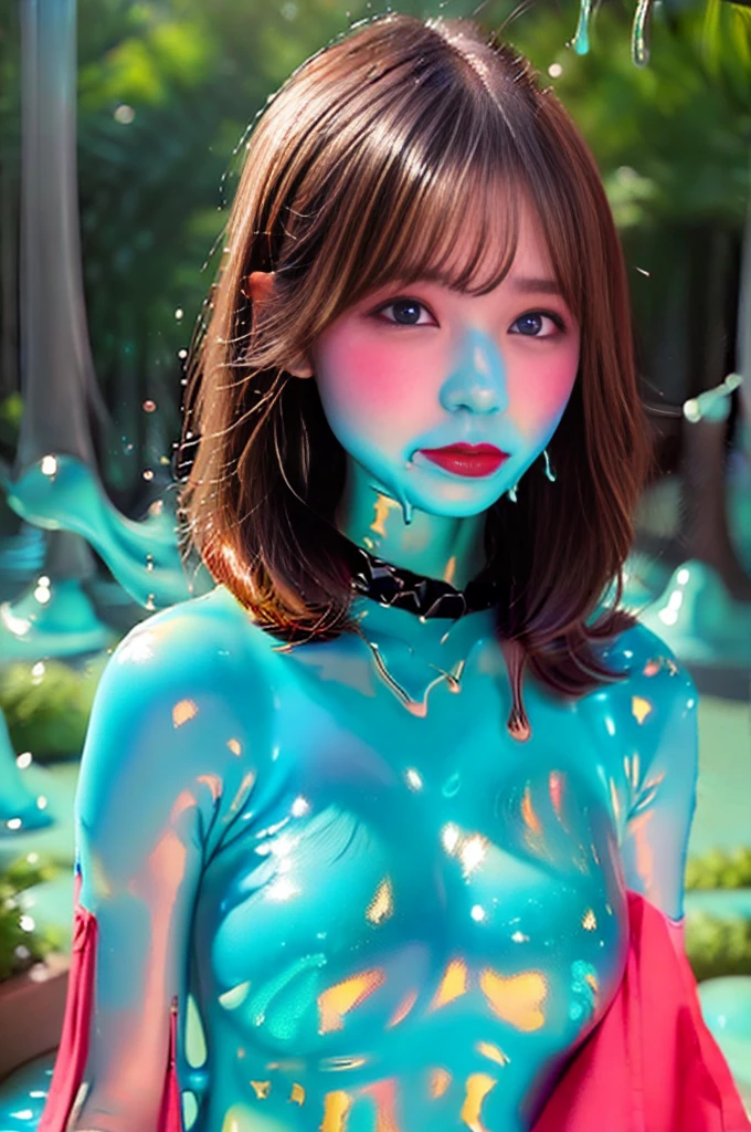 photo, high quality, (close-up photo of 1girl), to8contrast style, mechanical arms, cyborg, slime colored skin, liquid slime skin, arms up, face mask, slime girl, red eyes,((alone in darkness, Tokyo night background, unlit, hard shadows, deep contrast))), pantyhose, blue lights, modelshoot style, small breasts, (extremely detailed CG unit 8k wallpaper), full body, world's most beautiful art, trend in ArtStation, trend in CGSociety, Intricate, High Detail, sharp focus, dramatic, starry night sky, photorealistic painting art by midjourney and ilya kuvshinov,