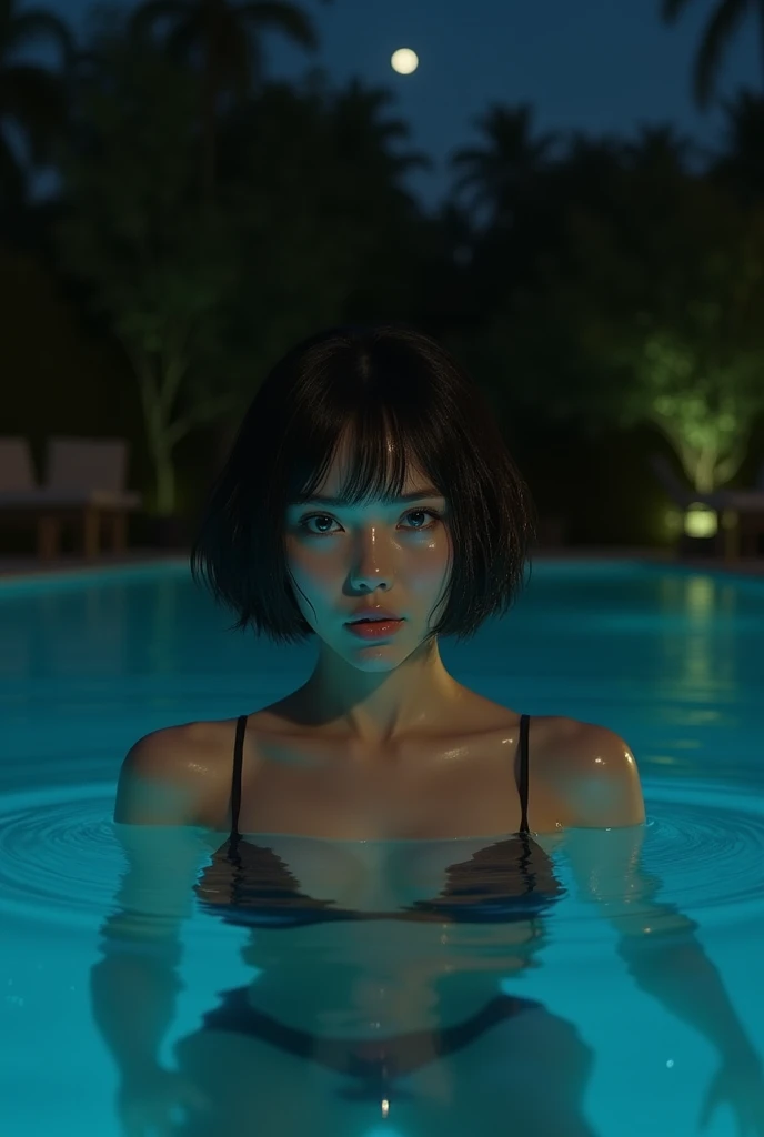 top-quality， realisticlying， 8k， A high resolution， 1 rapariga， femele， （Huge breasts： 3.2）， female student， nakeness， Visible nipple， with no underpants，  （（Lie flat on the bed，legs are open）），  a slightly short hairstyle， Open your arms ，bronze hair，