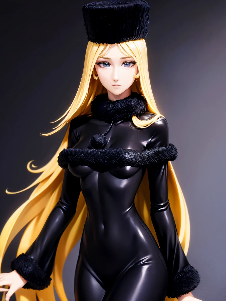 Maetel、One 19-year-old woman、Long golden hair、Put your hands behind your back，Black coat、Kneel，His hands were tied behind his back，Golden Handcuffs，Gold chain，Golden Collar，Big Breasts、Large Breasts、Hands are tied in handcuffs，Tears flow，