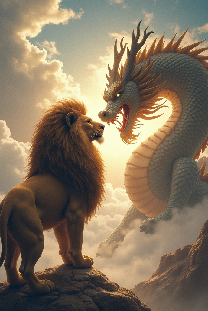 ((best quality)), ((masterpiece)), (detailed), 1 dragon fuse with lion, stand with gorgeous pose, background full of volcano, in the world of abyss, breathing a dark spirited fire.