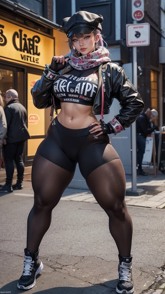 {(Sha'Carri Richardson, usando (legging preto de couro), e uma (moletom rosa, with Stylish Toca De Frio wool beanie), (sensual)corpo peito, quadril largo, cintura fina, wide, thick thighs with quadriceps muscles, gostosa}, Paris.