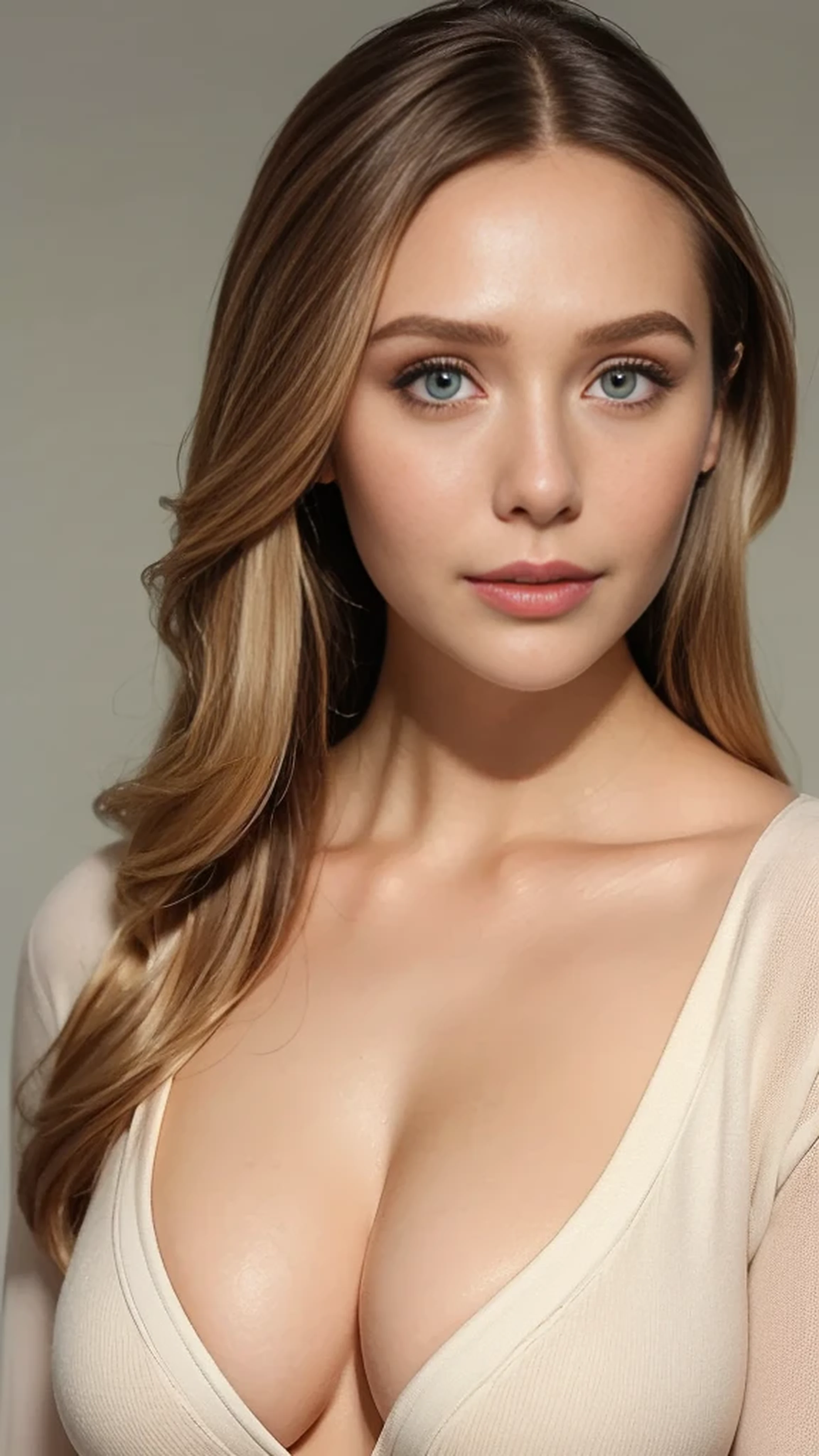 Highest quality, outstanding details, super high resolution, (fidelity: 1.4), the best illustration, favor details, highly condensed 1girl, with a delicate and beautiful face, delicate collarbone, shyness. long blonde hair, huge breasts, half body portrait, looking at viewer, wearing cardigan, pale white skin, sexy body, slim waist