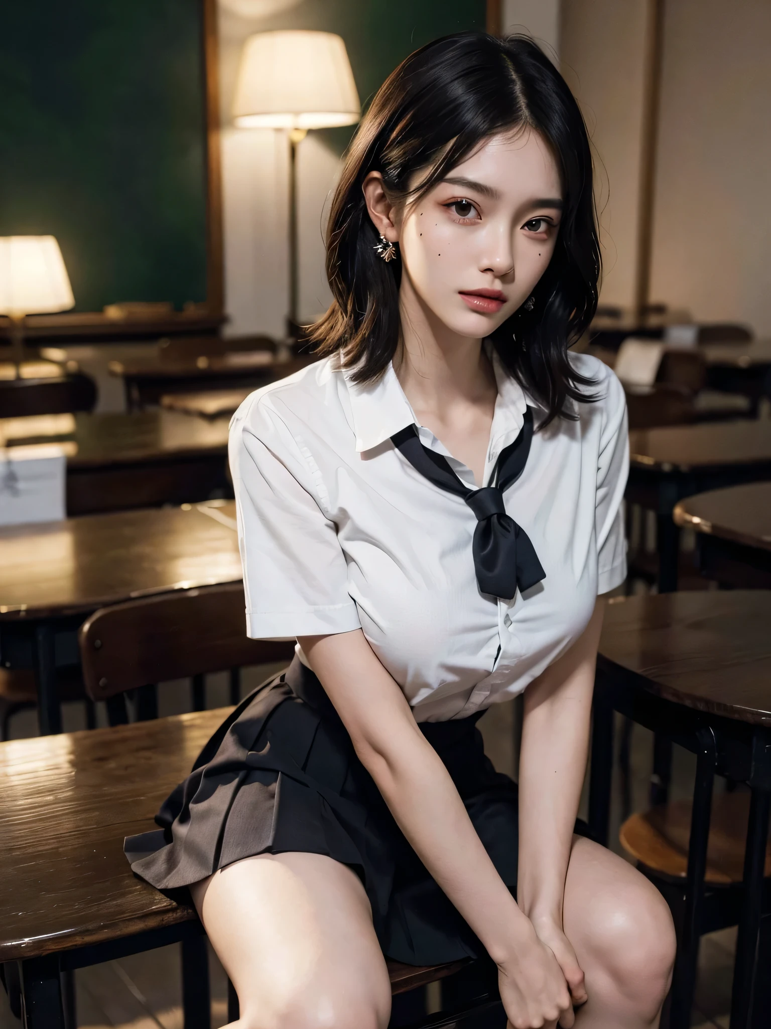 (1 girl), (sexy look:1.5), (flat chest:1.3), (very detailed目, very detailed顔), (超realistic, High resolution), (highest quality:1.4), (hyper quality), real skin texture, RAW photo, (realistic, Photoreal:1.37), very detailed, professional photography, (school uniform, pleated skirt:1.3), (look at me), (School, classroom), ((Face to face with me:1.4)), (from below:1.3), realistic private parts, lace panties, Japanese high school girl、超highest quality、masterpiece、超High resolution、written boundary depth、(Photoreal:1.4)、(award winning photos、信じられないほどのmasterpiece:1.3) 、RAW photography、golden ratio、Highly detailed CG Unity 8k wallpaper、detailed and complex、original、High resolution、RAW photo、(perfect body shape)、detailed and complex、Digital single-lens reflex camera、soft writing、(background person blur:1.1)、Sigma 85mmF/1.4、50mm Lenac lighting、nffsw、hyper real、color grade, Rear view,from below:1.3), (((Holding the hem of her skirt, she opens her legs and shows off her real pussy.:1.4))), (vagina)、spread legs、Lying down、On your back、penis、cum in pussy、(focus on girl)