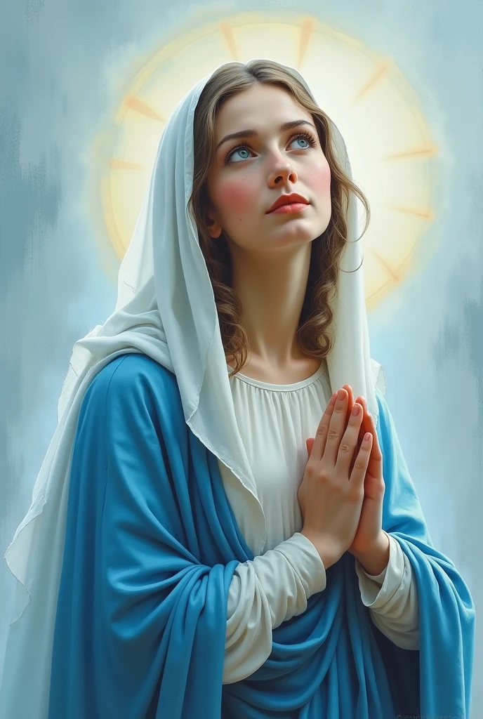 St mary with light blue background as side view for a poster
