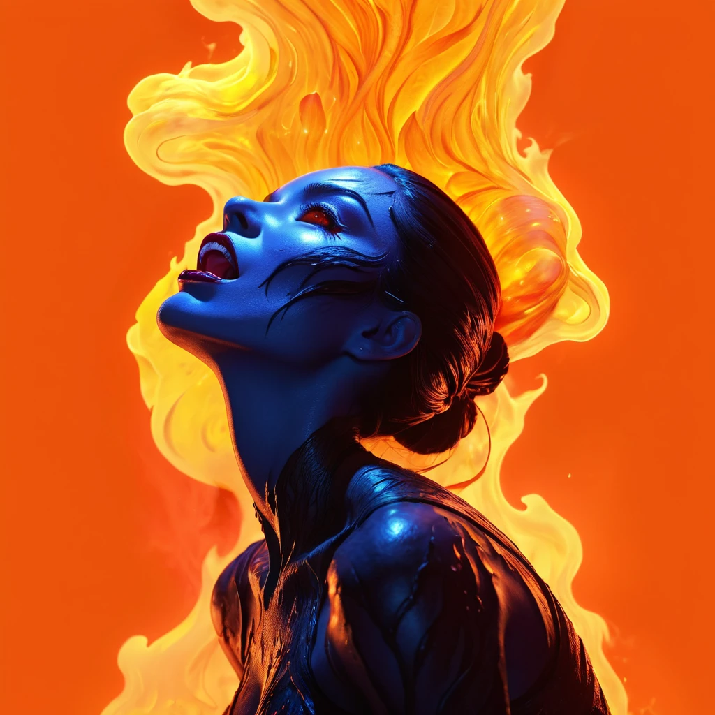 A girl with a body made of lava, featuring a Dracula Orchid pattern. (best quality, ultra-detailed), (realistic), vibrant colors, intense lighting, lava-like texture, hauntingly beautiful composition, surreal atmosphere, contrasting dark shadows, mesmerizing glow, detailed facial features, flowing lava tendrils, fiery eyes, ethereal presence, intricate floral patterns, mysterious aura." lava lady, street fighter style, 1girl, incredibly detailed, hyper realistic, highly detailed, incredibly sharp focus, cinematic lighting, volumetric lighting, dynamic pose, intense expression, rippling magma skin, molten rock body, glowing eyes, fire energy, dramatic smoke effects, neon cyberpunk city background, vibrant colors, cinematic camera angle