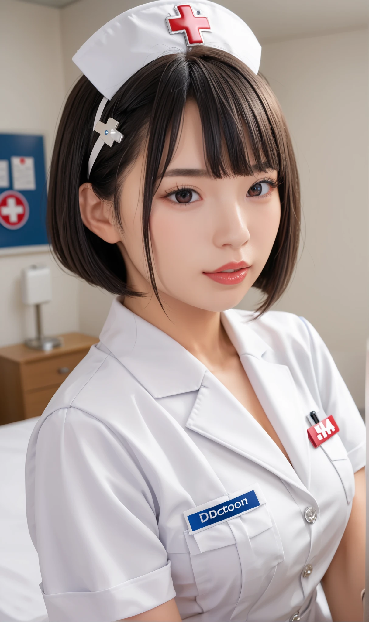 , bangs, black hair, shortcut, hospital、 uniform 、
Nurse uniform 、 frowning , derogatory gaze, dark eyes、 Japanese Girl、 Simple uniform 、White clothes、 No hair ornament、 without head accessories、pure white uniform
黒い瞳、doctor、doctor、Female doctor、 real woman、 reality