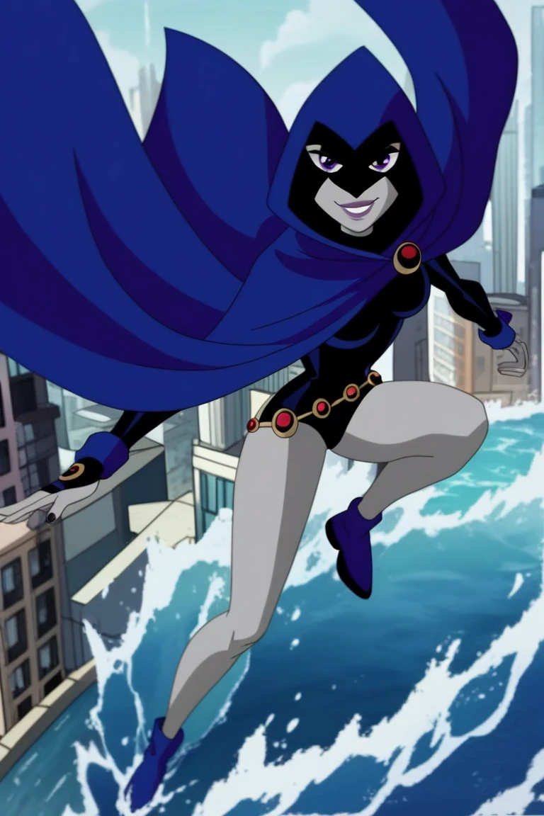 Raven (DC), brooding, futanari, Giant cock, floating, AS, dark bedroom