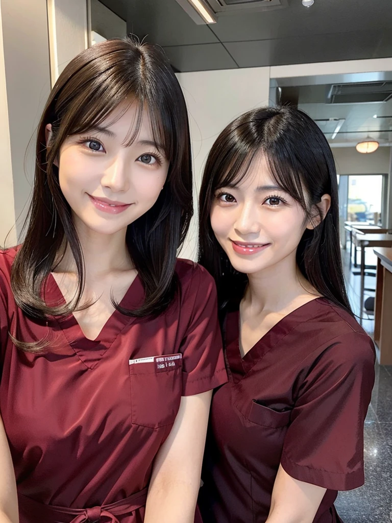 (RAW Photo, Best Quality), (Realistic, Photo Realistic: 1.3), Wide Angle Photo, Masterpiece, 2 Girls, Cute, Young, Perfect Body, Korean Top Beauty, (Full Body: 1.3), Realistic Face, Standing, Diffuse Light, Create Soft, Uniform Glow
In hospitals ((operating rooms)), surgical gloves, medical equipment, anesthesia machines
((((white and pink)))) nurse uniform smooth, slim, nurse, nurse cap, stethoscope, Ashilia FF12