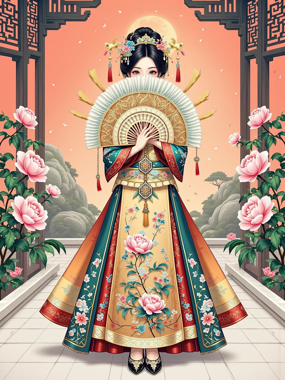 Watercolor, large area washes, gradient, illustration, artwork, solid color background, cute, mature, Chinese style, ornate, elegant, creative, seductive, proud, 1girl, xiake attire, sexy, charming, unified color palette, artistic, high-end, painting design