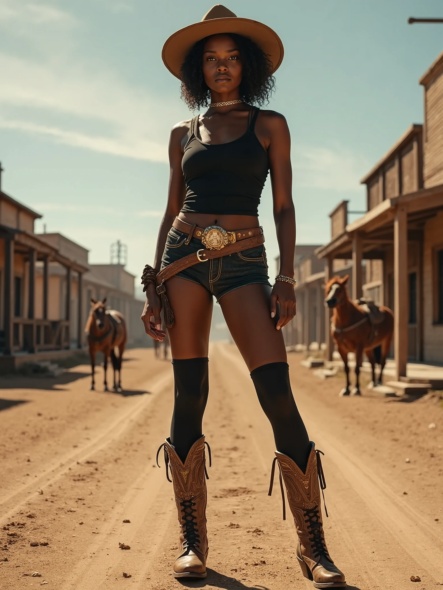 (masterpiece, best_quality, ultra-detailed, immaculate:1.3), epic, illustration, 1girl, feet out of frame, laughing barbarian witch, (muscular:1.1), sexy armor, fur pauldrons, , (warpaint:1), white hair, very long hair, Curls, fur cloak, praise the sun, (african, dark skin:0.6), in a bustling dimension, on  Coruscant, bombshell hair, iridescent ultraviolet hair, pixie cut, Scalp Braids, standing on shoulder <lora:EnvyBeautyMix23:0.8>
