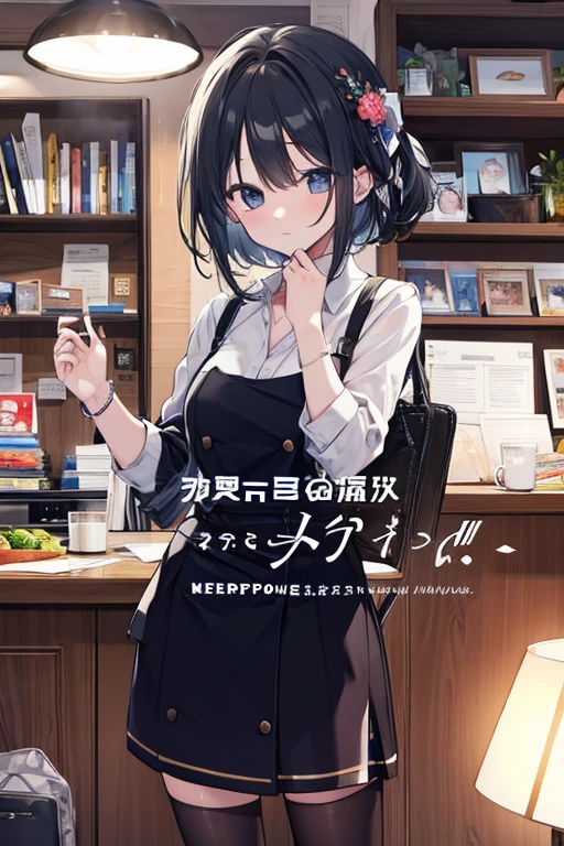 masterpiece, best quality, ultra-high-detailed, 1girl, white shirt, neck ribbon, short over long sleeves, pleated skirt, black pantyhose micro tanding、(Expressionless:1.3), Wide Hips, Thick thighs, (Thigh Gap:1.2), （Big Breasts:1.4),a room、（Wearing a collar）、（Being connected by a lead、）（squat:1.4)