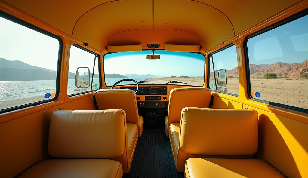 toyota minibus yellow color interior view