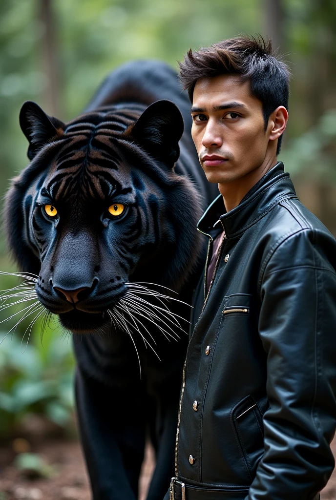 Picture of me next to a black tiger - SeaArt AI