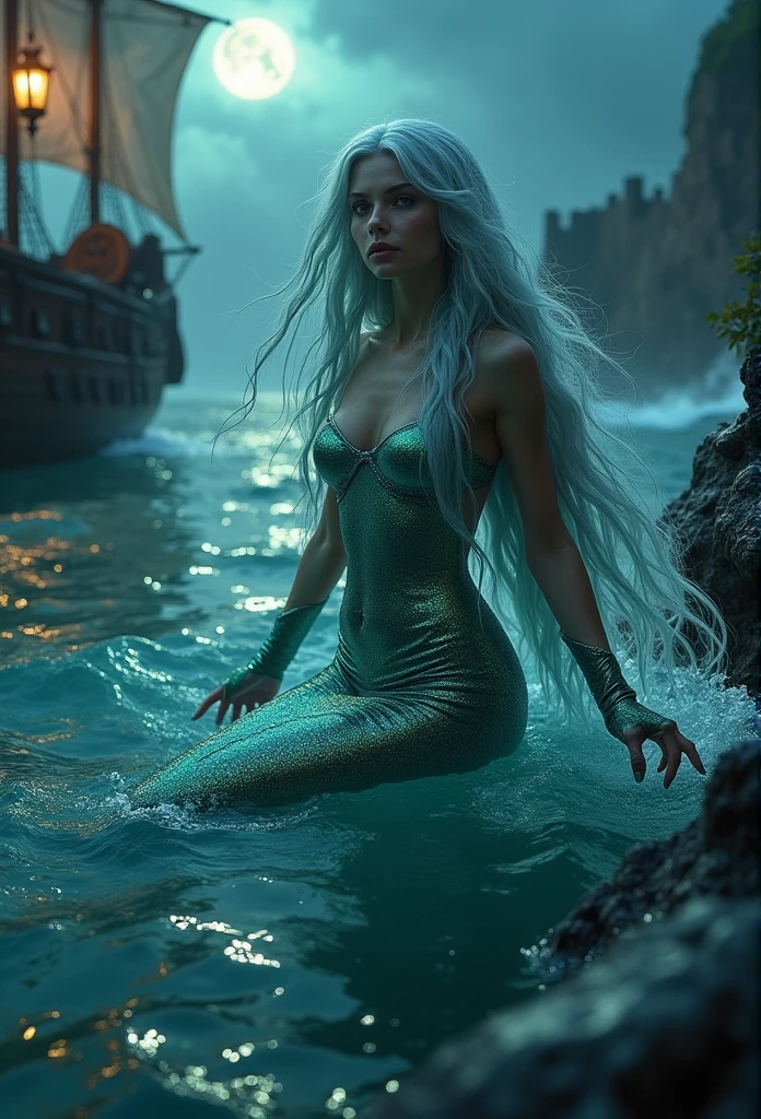 Mermaid Girl, in underwater city