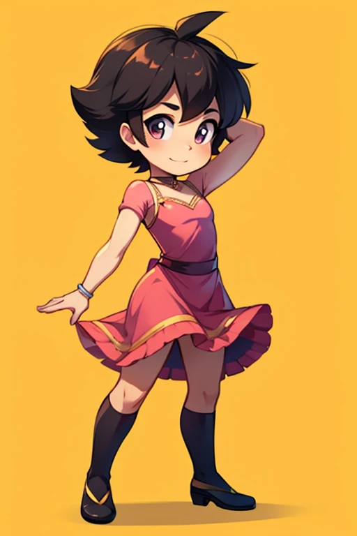 Connie Maheswaran High Resolution Thick Line Fighting Game Splash-Art Character Splash-Art (dark skinned female) , Nubian Button Nose, heart shaped face, full lips, cabelo cacheado verde, . Pele em tom de madeira, olhos de esmeralda, Physical Soft, Medium square body type, peito cheio, Heart-shaped back, curvaceous hips :: (Estilo urbano branco e menta mid-drif tblouse, gravata verde, a black flowing knee high suspension skirt, algumas meias brancas e botas de combate pretas e algumas luvas vermelhas, ) ( corrente de ouro com caneta quil pendurada) quebrar (20 anos, herdeira fugitiva, arrogante, Lutador Aventureiro Novato e Membro da Guilda, cunning and excitável, Magical writer, ) quebrar(master part), The style is inspired by the Rival Schools, and the art is by Edayn and Alex "Oh8" Ahmed. O fundo de dois tons apresenta um sol noturno em cascata sobre um festival futurista da cidade urbana