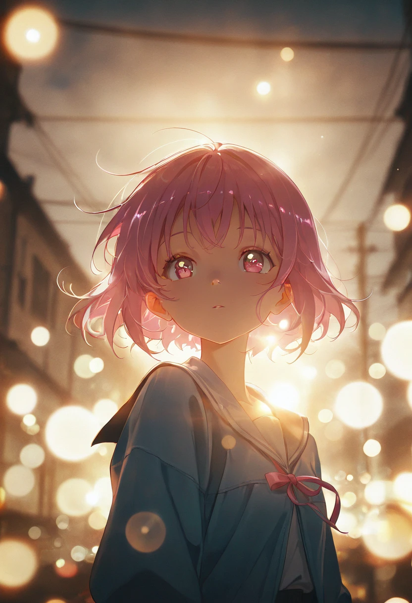 masterpice, anime background, kawaii anime, cinematic lighting, ultra aesthetic composition, detailed illustration, 1girl, solo, dof, depth of field, bokeh,