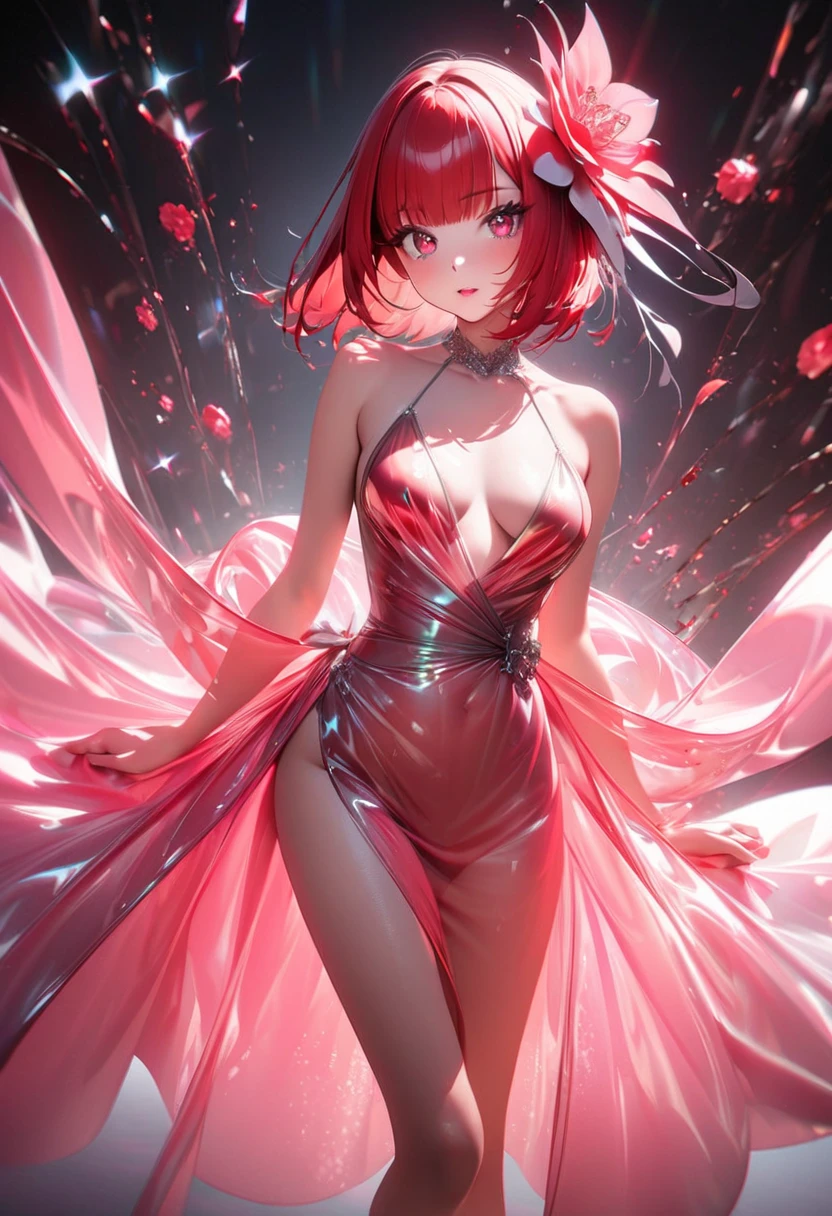 (masterpiece, best quality), 1girl, Brown Low Braided Ponytail with Ribbon Tie, raging, angry snow, full moon, sfw, <lora:wrenchsweettail:1> wrenchsweettail, striped dress, off shoulder, jewelry, ribbon, candy cane, ((long dress, white stockings, white yoga pants,))