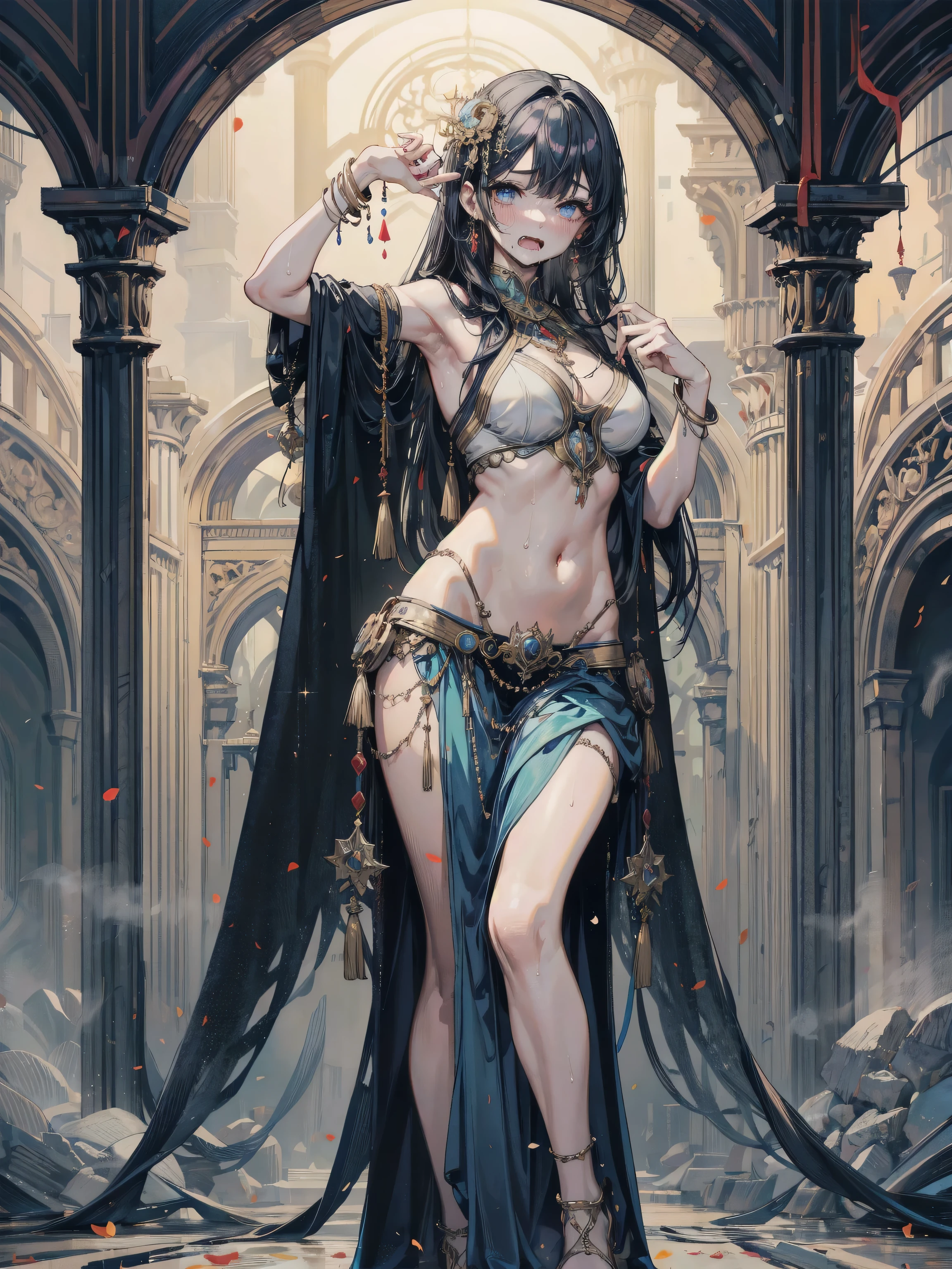[translucent:opal:0.5], reflective transparent opaque see-through sarong, vampire, 1girl, boots, black_footwear, underboob, pointy ears, low-tied_long_hair, looking_at_viewer, bracelet, colored skin, intricate detail, cinematic lighting, amazing quality, amazing shading, Detailed Illustration, official artwork, wallpaper, official art, extremely detailed eyes and face, beautiful detailed eyes, lylac eyes, ((masterpiece, best quality)), upper body, cowboy shot
<lora:Final_Fantasy_Tactics_XLv2:0.4> <lora:IOS_Iridescent_opal_style:0.4>