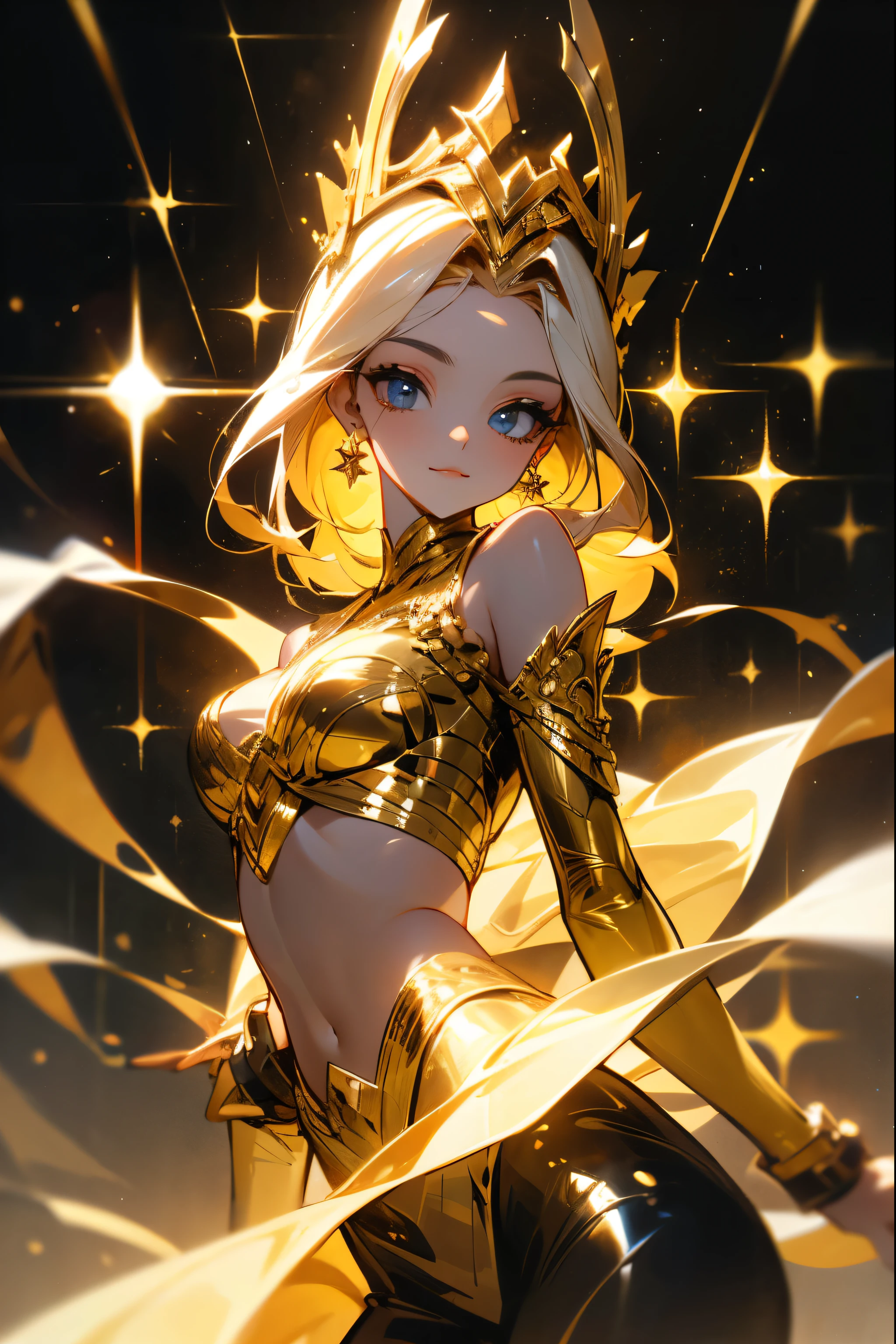(best quality, masterpiece), 1 girl, yellow diamonds mineral, beautiful full body concept art, simple dark background, looking at viewer, gold long hair, mineral, (best quality, masterpiece), 1 girl, yellow diamonds mineral, beautiful full body concept art, straight long legs, simple dark background, looking at viewer, gold long hair, mineral, ethereal, fantasy, laser transparent, long skirt --v6