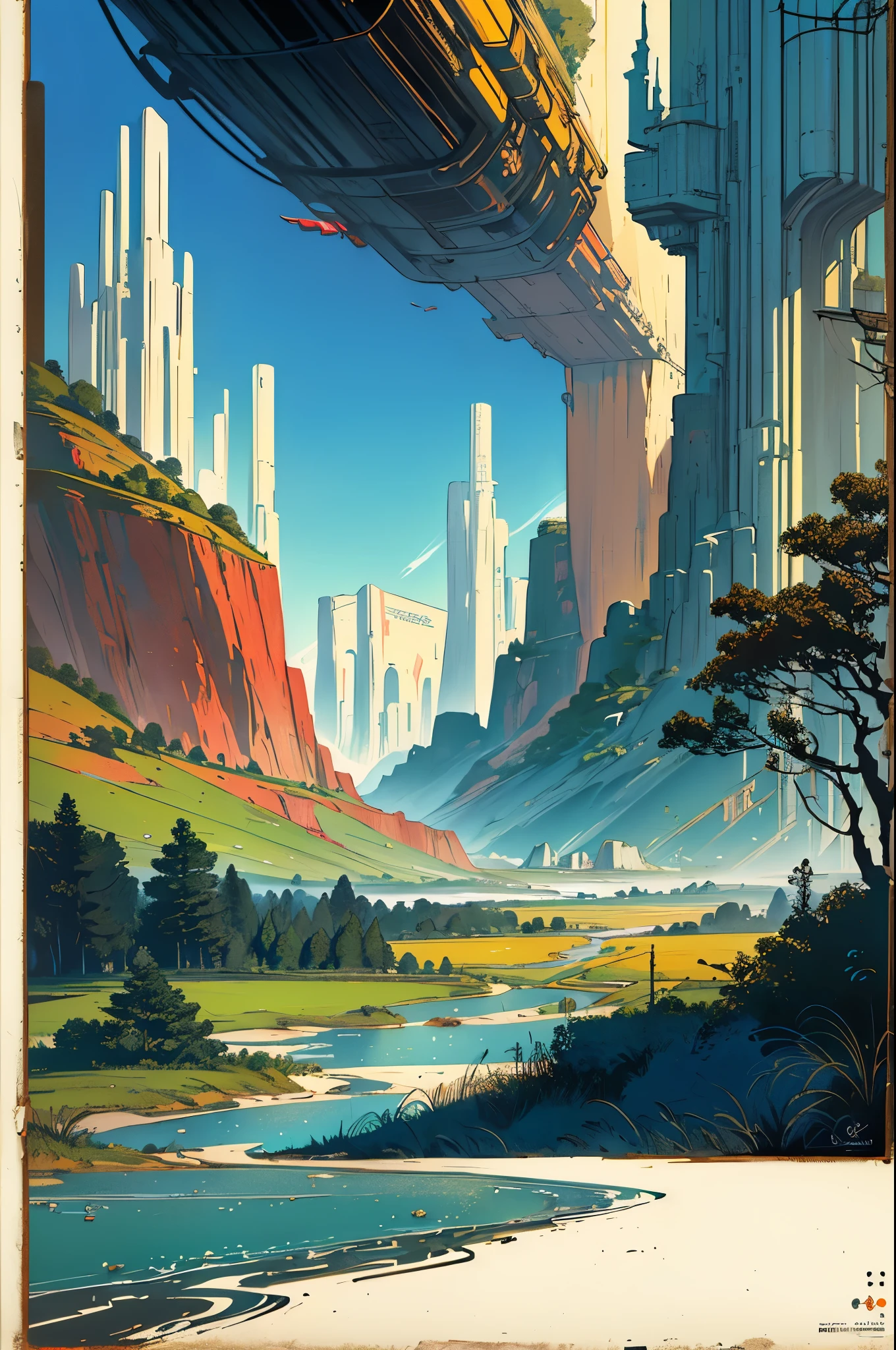 ((( masterpieces in the highest quality))),(((retro vintage sci-fi movie poster))),(((vast landscape)))
